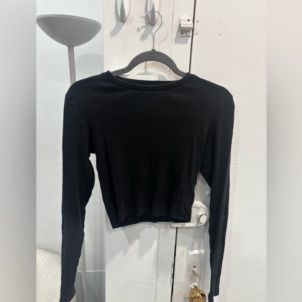 TNA Black Long Sleeve Ribbed Top